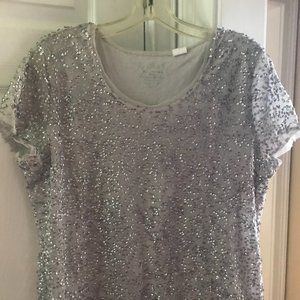 By Chico's Shiny Short Sleeve Shirt